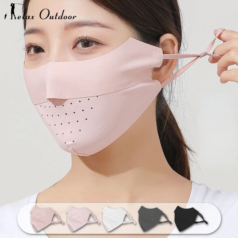 Ice Silk Face Mask Uv Sun Protection Adjustable Breathable Men Women Outdoor Running Cycling Sports Mask