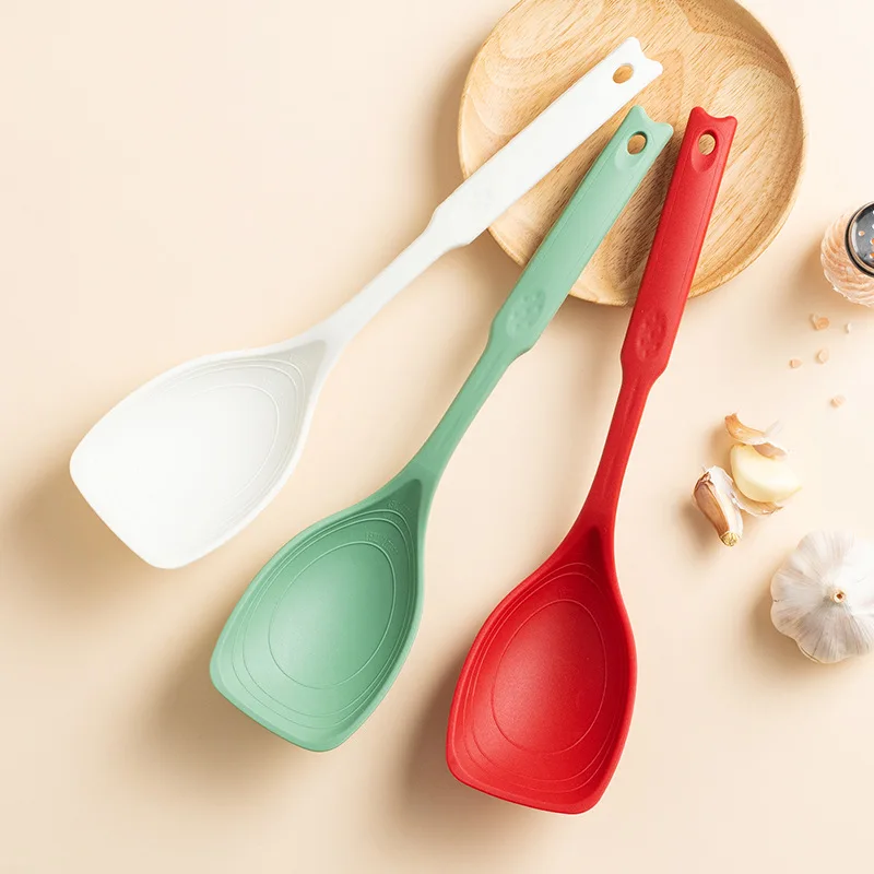 Silicone Spoon Kitchen Tool Multi purpose Grip Comfortable Anti slip Round Handle Large Cookware Tableware Spoon