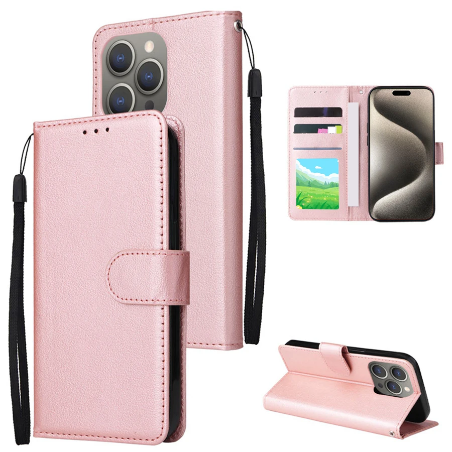 Leather Wallet Case with Card Slot, Photo Frame & Magnetic Flip Kickstand