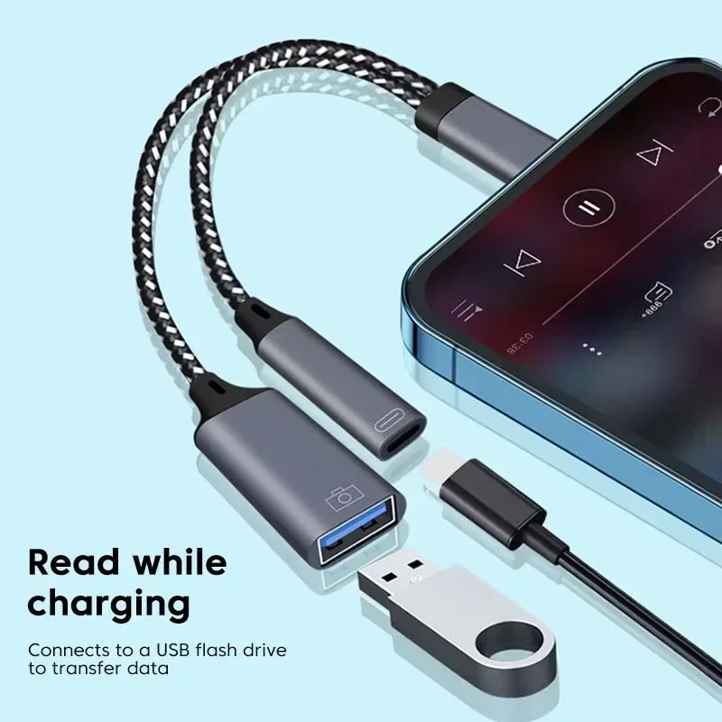 ̹ ġ USB C OTG ̺ ȭ , 2 in 1 Ÿ C to USB A , PD  Ʈ, ޴ Ʈ º U ũ