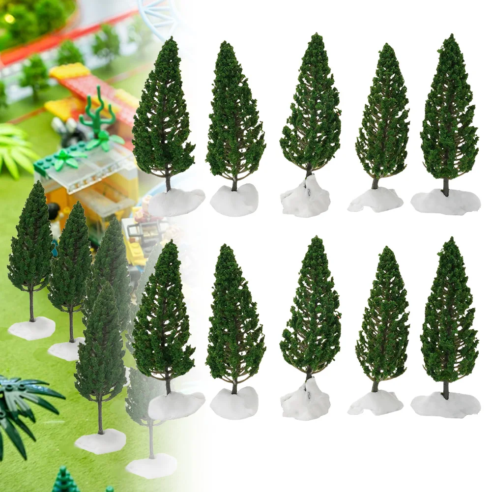 10pcs Simulated Model Pine Trees Plastic Small Christmas Trees Tabletop Decoration Toy For Children Mini Garden Ornaments 11cm