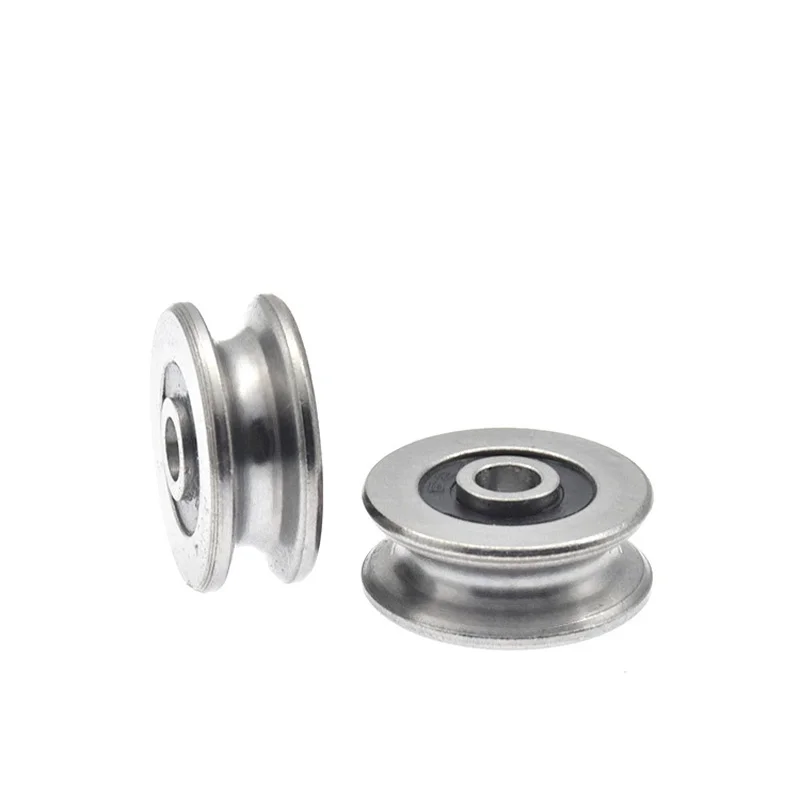 Metal pulley U4*18*7 steel wire wheel metal groove 4mm inner diameter U concave wheel rust prevention sliding wheel 1PC fixed pulley lifting rope pulley moving door window slide wheel