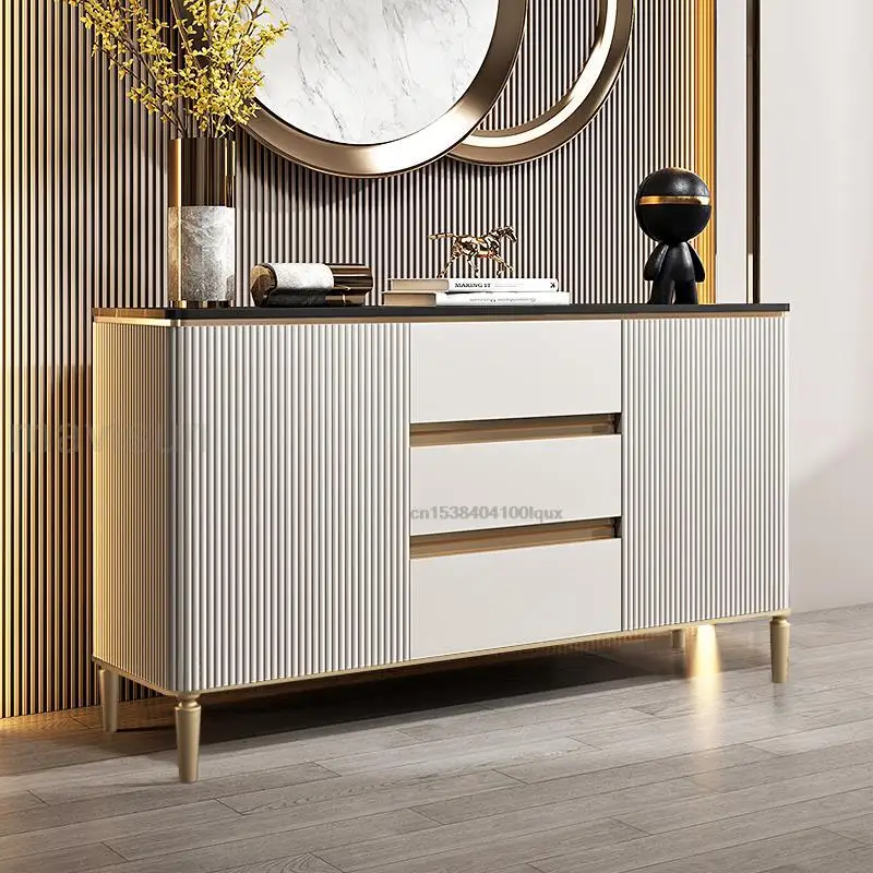 Modern Entrance Hall Sideboards With Large Capacity Dinning Room Furniture Golden Lines Storage Of Kitchen Cabinets In White