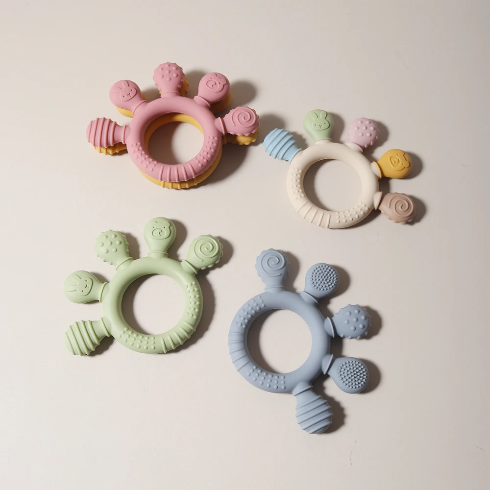 Silicone Teething Toys teething toys baby teething toys silicone teething toys silicone teether Silicone Teether Food Grade Teething Ring Sensory Toys for Toddlers Silicone hand shape Soothing Toys Accessories