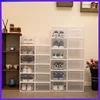 Double frame thickened transparent shoe box plastic basketball shoe box storage artifact foldable shoe box flip cover shoe rack 1