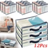12Pcs Zipper Clear Zippered Bags Plastic Waterproof Blankets Bags Square Clear Clothes Storage Bag Space Saving Closet Organizer 1