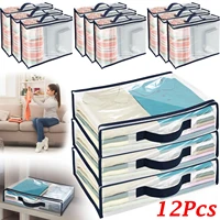 12Pcs Zipper Clear Zippered Bags Plastic Waterproof Blankets Bags Square Clear Clothes Storage Bag Space Saving Closet Organizer 1