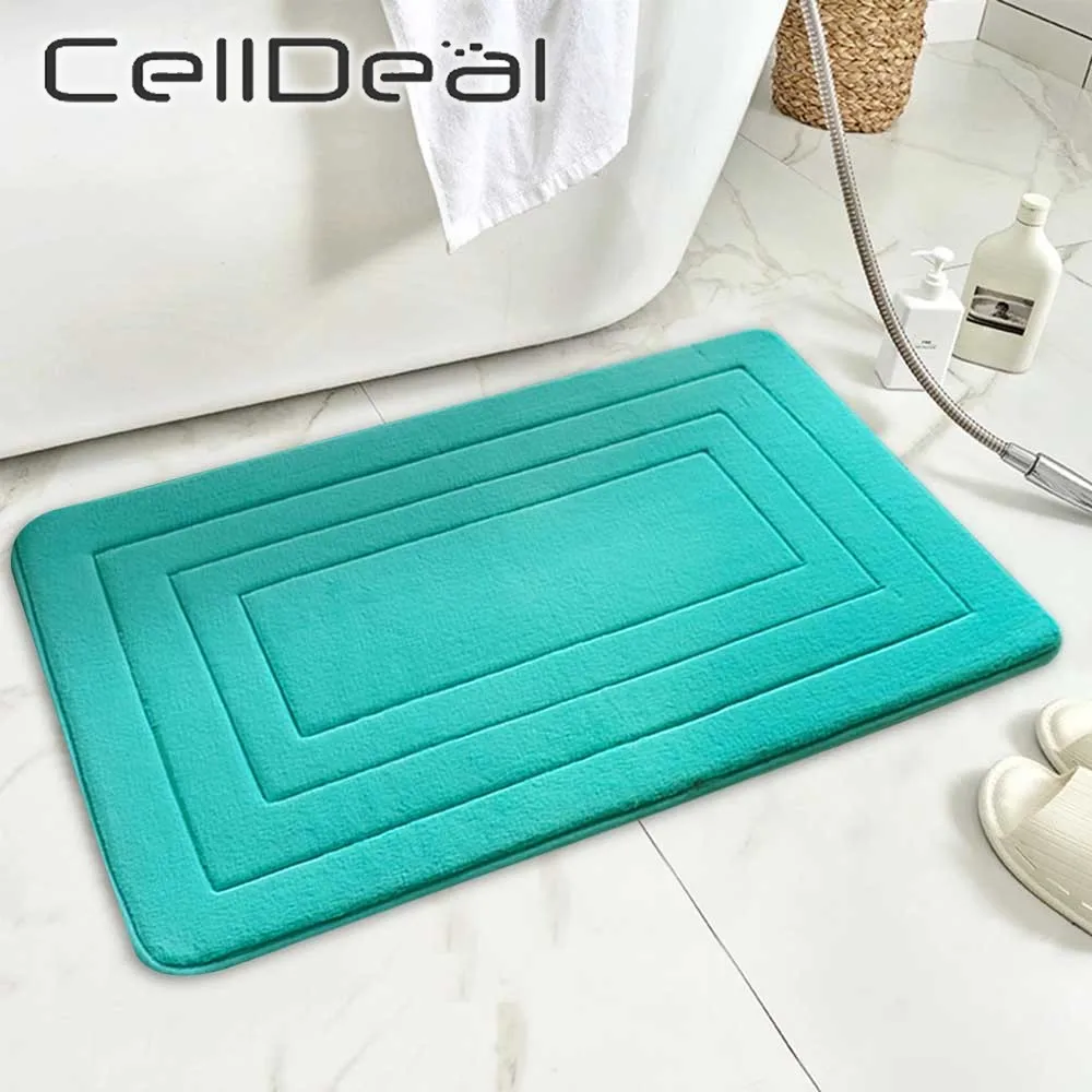 Embossing Coral Velvet Bath Mats Bathroom Antislip Bathtub Side Rug