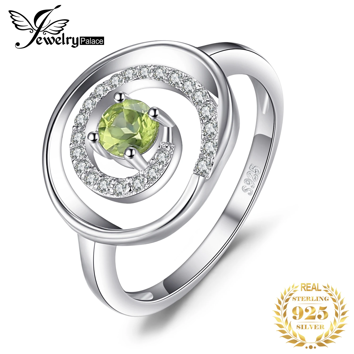 nose ring JewelryPalace Circle Natural Peridot 925 Sterling Silver Cocktail Ring for Women Gemstone Fine Jewelry Anniversary Birthday Gift dior ring