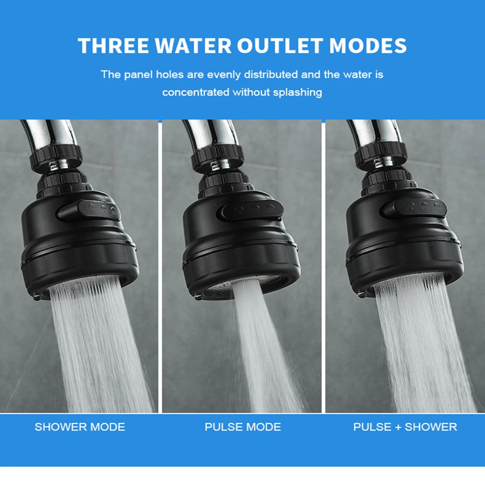 360 Degree Swivel Kitchen Faucet Aerator Adjustable 2/3 Modes Sprayer Filter Diffuser Bath Water Saving Tap Mixer Faucets Nozzle faucet aerator