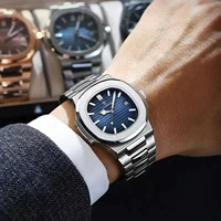 POEDAGAR mode carré Quartz homme horloge étanche lumineux Date montres en acier inoxydable pour hommes de luxe hommes d'affaires montre-bracelet 5