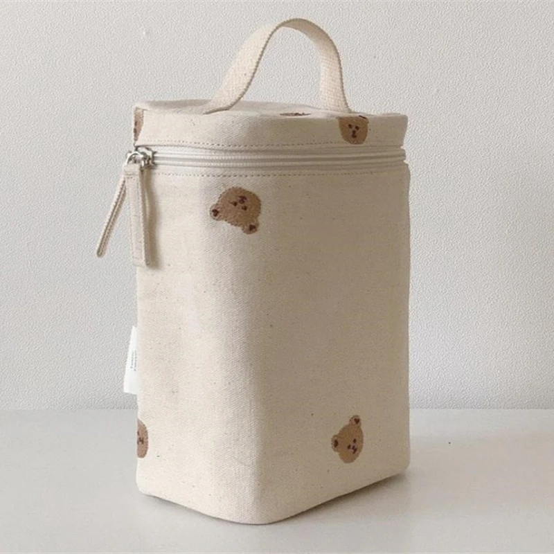 Borsa fasciatoio in cotone a forma di orsetto per mamma, organizer per pannolini con cerniera, borsa a mano da donna, borsa maternità con scomparti termici - immagine 2