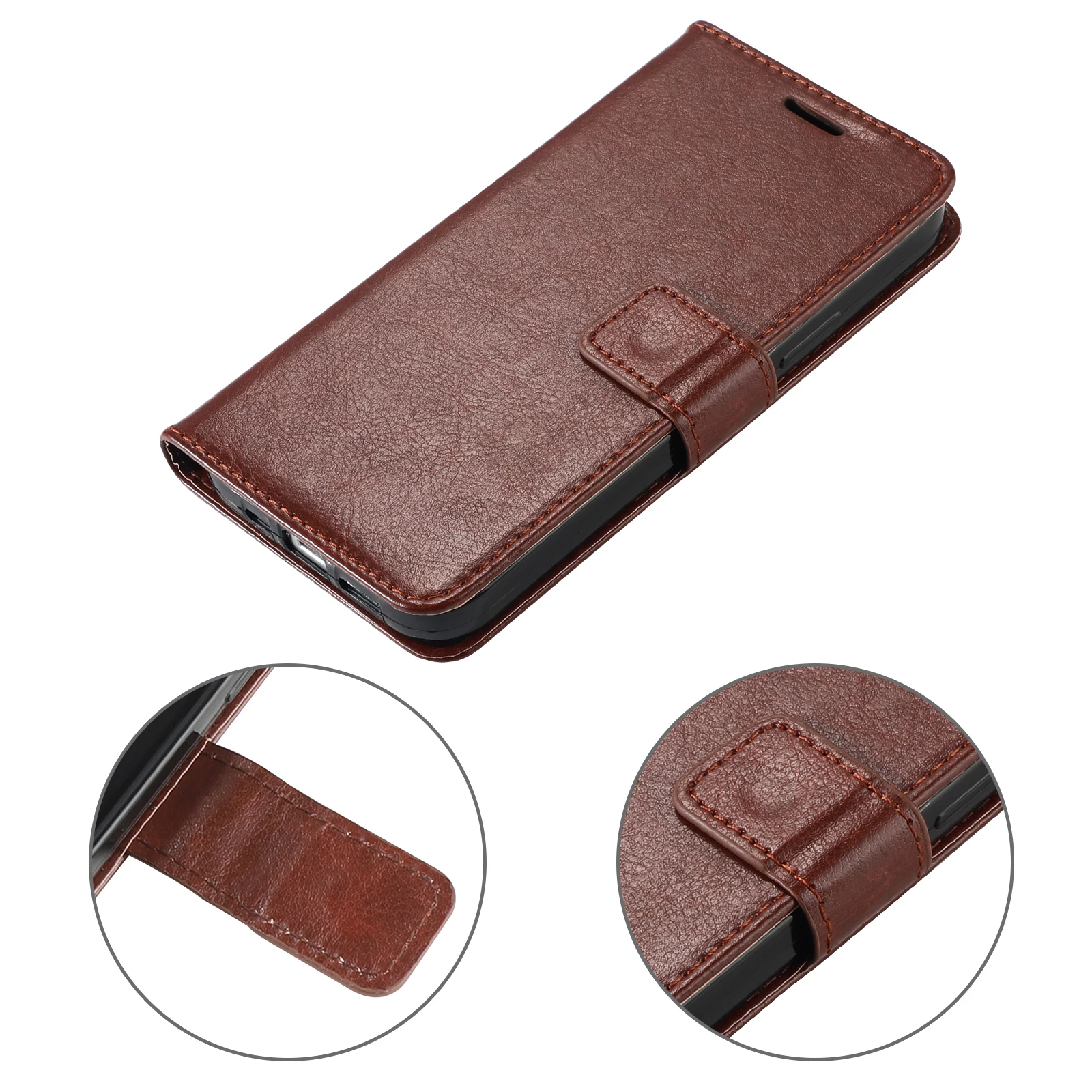 Magnetic Leather Flip Wallet Phone Case with Bracket Design