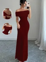 Off Shoulder Party Dress, Women‘s Sleeveless Sexy Bodycon Midi Dress, Elegant Bandage Cocktail Dress for Night Out - Image 6