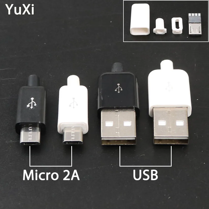 

YuXi 10pcs/Lot Micro USB 4Pin Male Connector Plug DIY welding Data OTG line interface DIY Data Cable Charging Plug Accessories