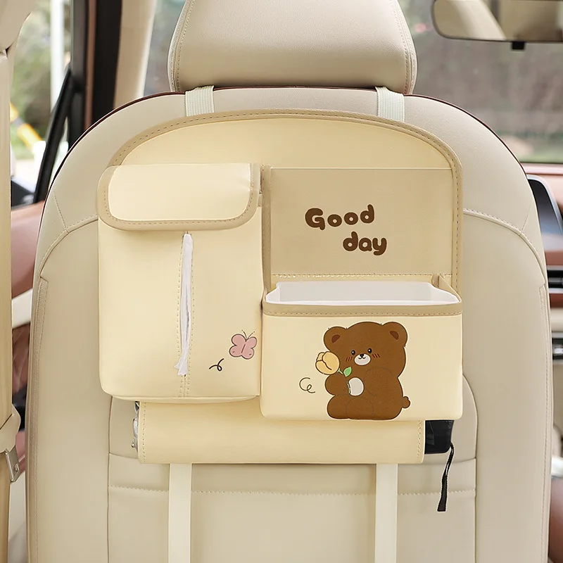Baby Stroller Multi-function Car Storage Bag Cute Cartoon Rear Seat Back Hanging Storage Bag Garbage Bucket in The Car