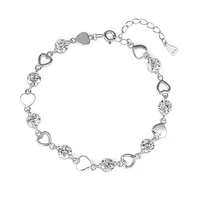 Luxury 925 Silver Heart Zircon Bracelet for Women