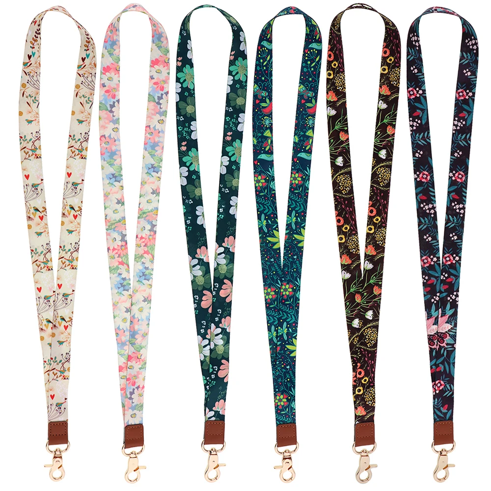 Floral Lanyard Keychain with Rose Design - Stylish Neck Strap for Keys, Phone, ID Badge, and Gifts