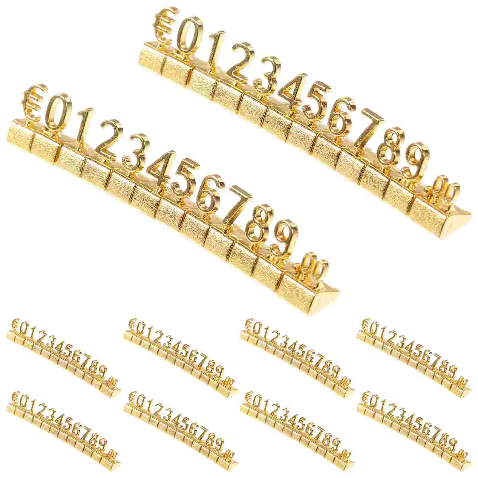

10 Pcs Metal Price Tag Jewelry Display Cubes Signs Numbers Glod Shelf Signage Pricing Label Stand Block Alloy Stickers