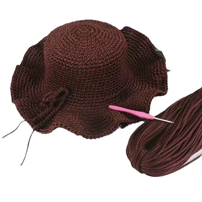 Light-Weight Ice Silk Yarn Ice Hemp Yarn Summer Sun Hat Hand-Woven DIY Hook Bag Cushion Craft Rope Hollow Wool 6