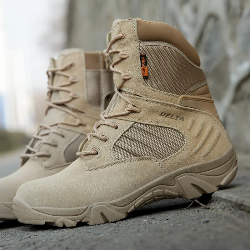 Outdoor Boots Men Leather Boots Spring Men Boots Special Force Waterproof Leather Desert Combat Work Shoes Tactical Ankle Boots Mens