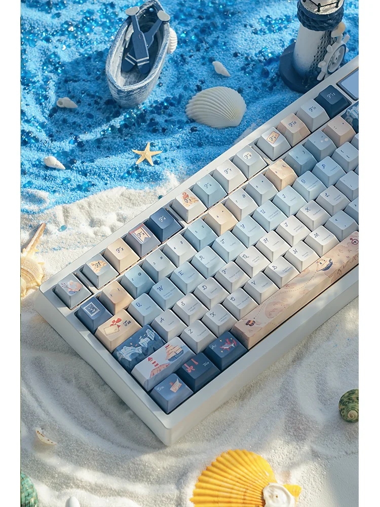 Nautical Chart Blue Keycaps, Original Height Custom Retro Ocean Style ...