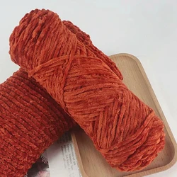 Luxurious Chenille Soft Velvet Yarn for Knitting and Crochet Projects (Embroidered red)
