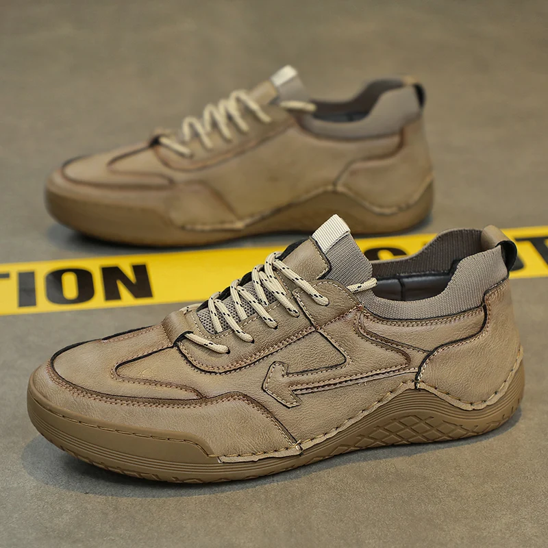 

Мужские повседневные туфли ручной работы, модные кожаные кроссовки на шнуровке, осенняя Новая мужская обувь размера плюс 38-46