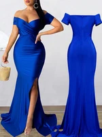 Classic High Slit Evening Dress Women Solid Maxi Long Dresses With Sleeves Wedding Bridesmaid Elegant Party Dresses 2025 Woman - Image 4