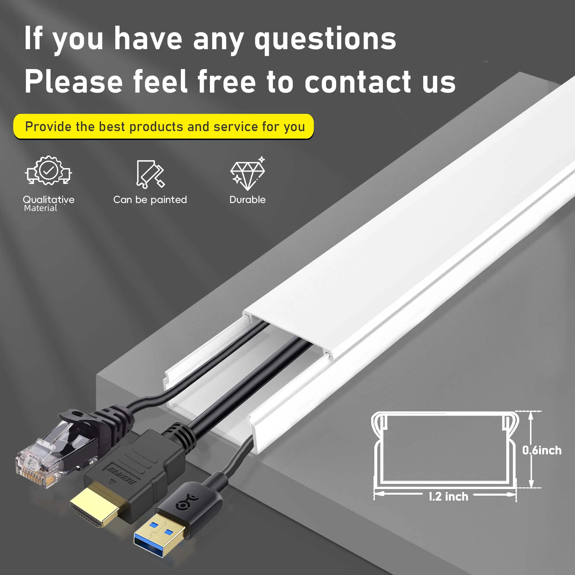 TV Cable Management Cord Cover, Hider Cord Organizer, Raceway Kit, Concealer System Covers, PVC Trunking Channel (10-Pcs)