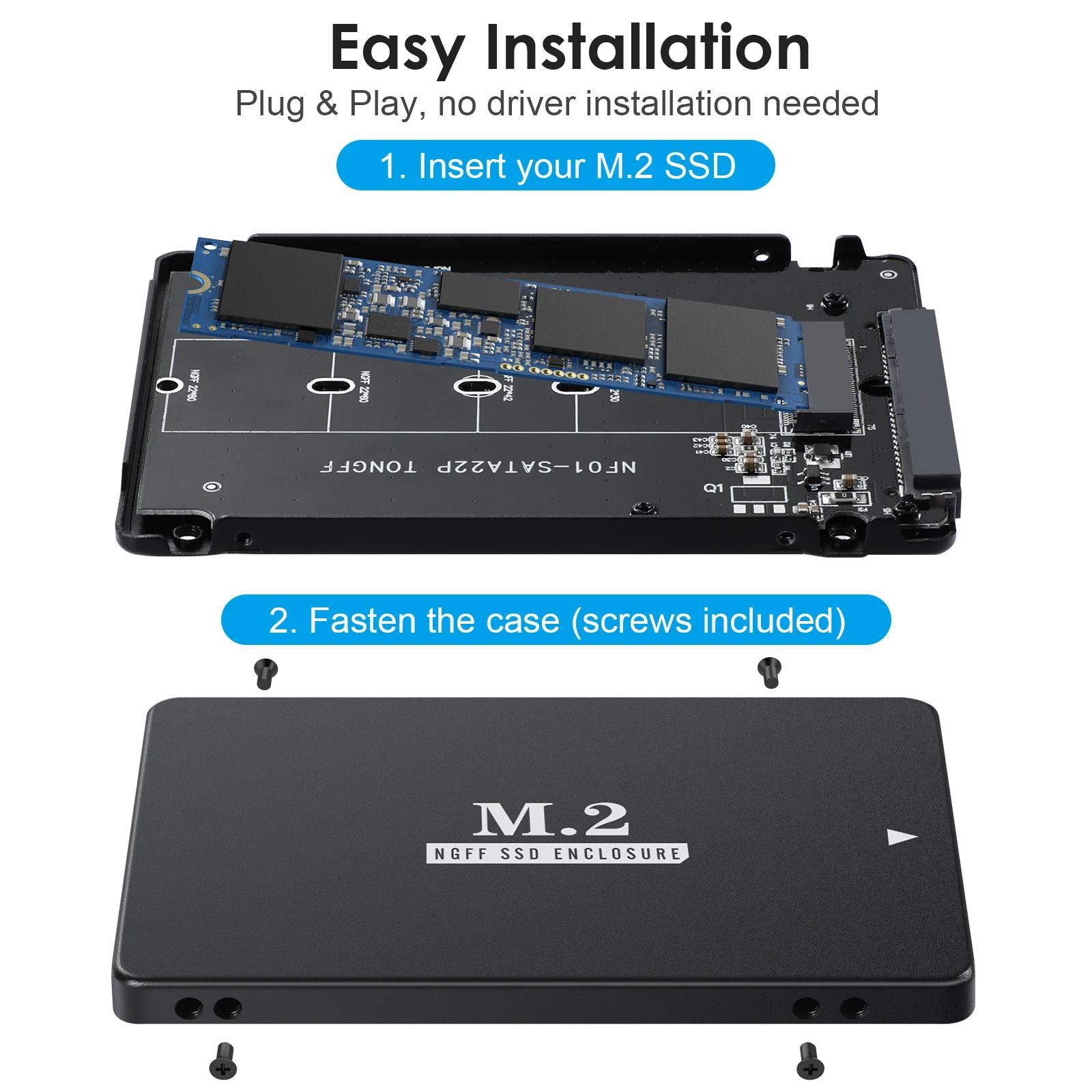 M.2 SSD to 2.5in SATA III Adapter - M.2 Solid State Drive Converter with  Protective Housing