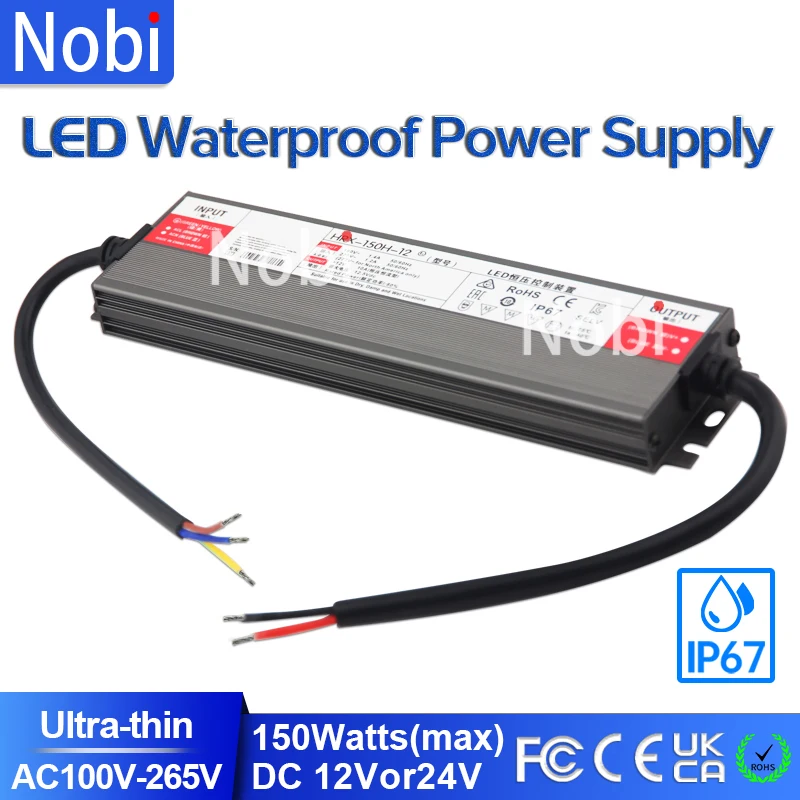 LED Driver Waterproof IP67 Power Supply 12V 24V 150W Transformer AC/DC Adapter for LED Strip Light Module CCTV Power Accessories gray 4k 8m 5mp imx335 h 265 waterproof metal onvif face detection audio 8ch 8 channel poe ip cctv camera nvr dvr kits system