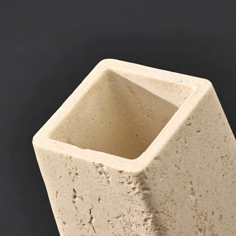 1pc Natural Yellow Cave Stone Storage Box, Creative Desktop Pen Holder Ornaments, Home Decoration, Makeup Brush Storage Jar 5