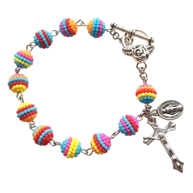 

Rainbow Beaded Bracelets Beaded Bangles Formal Wear Bracelets Alloy Material Perfect Gift for Woman Girls Teens