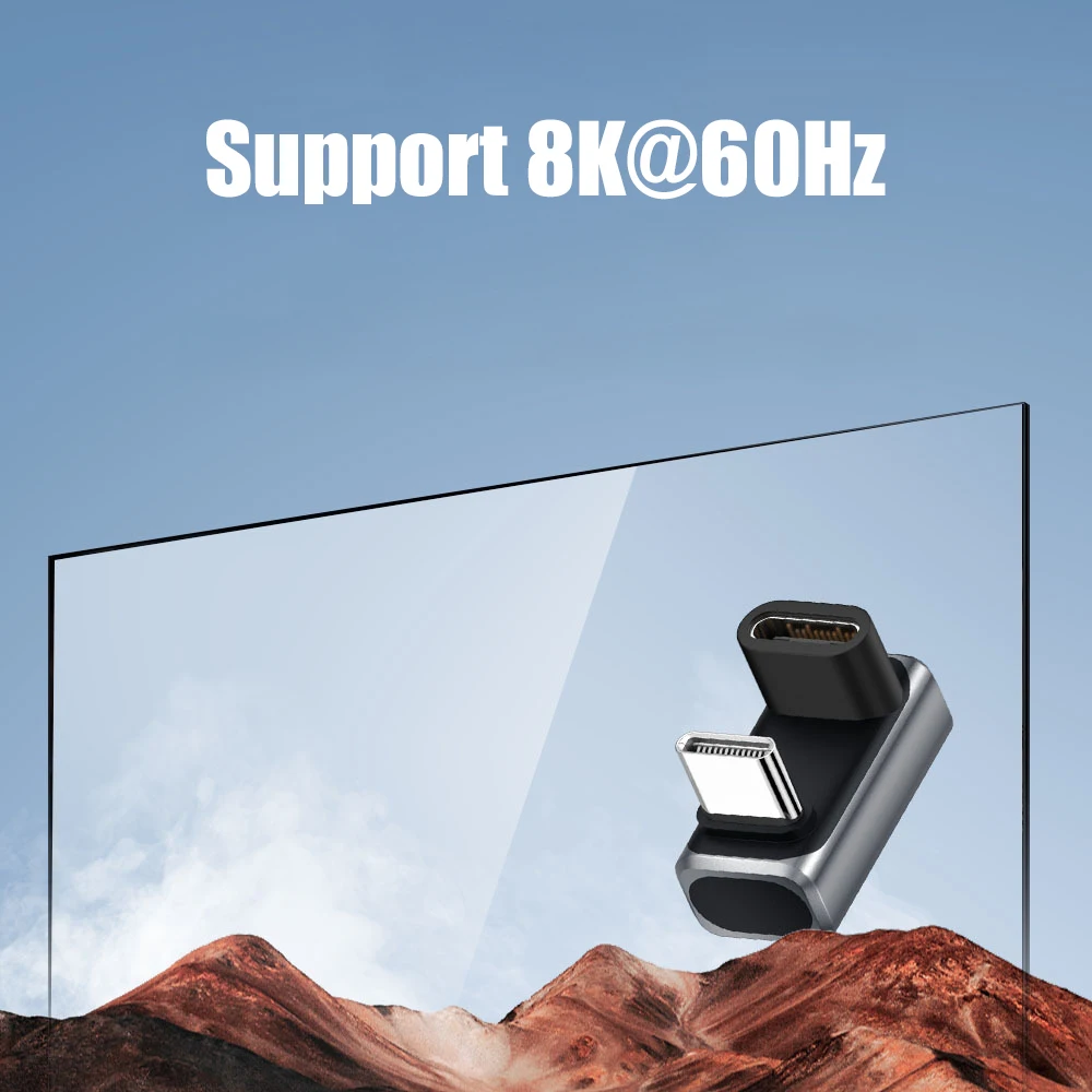 U자형 PD240W USB C 어댑터 8K@60Hz 80Gbps 180도 USB C 암-수 어댑터 커넥터 썬더볼트 4/3 스위치 노트북용
