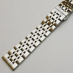 Elegant Polished Silver, Black, Gold Stainless Steel Watch Bracelet - 22mm (Silver)