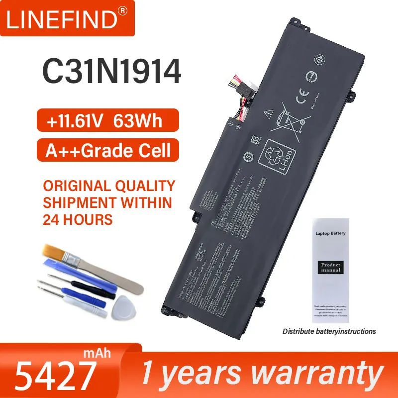 C31N1914 11.61V 63Wh Notebook Laptop Battery For Asus ZenBook 14 UX425QA UX435EAL UX425UG UX435EG