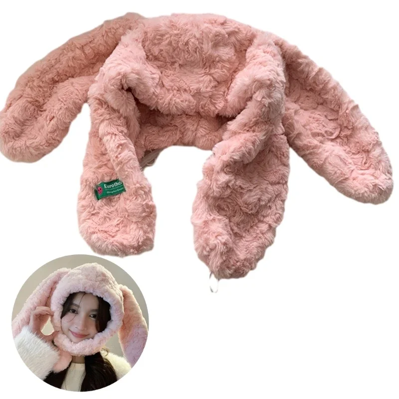 

Oversized Rabbit Hat Scarf Photo Props New Year Halloween Gift for Adults Kids Rabbit Ears Y2K Halloween Headwear