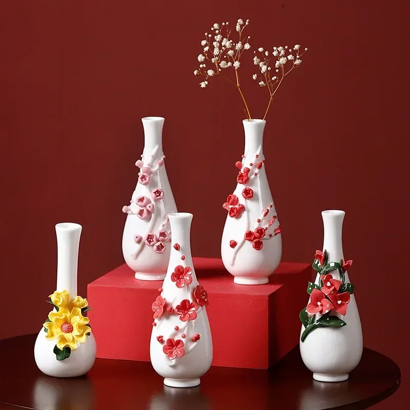 

Маленькая керамическая ваза с ручным зажимом, Простой декоративный бокал для гидропоники, креативное миниатюрное свежее цветочное украшение
