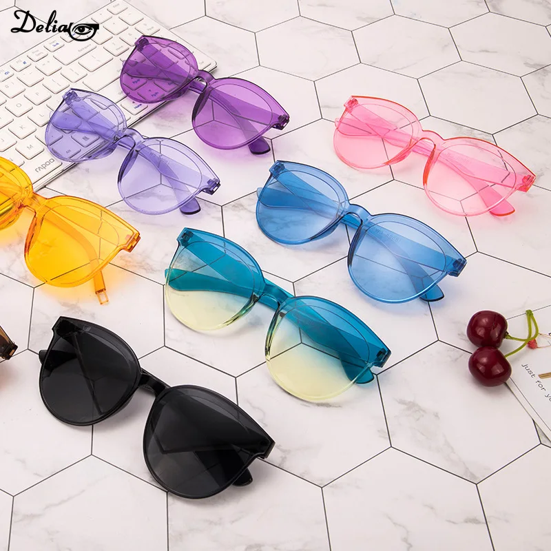 Candy Color Transparent Sunglasses UV400 Oval Frameless Sun Glasses Eyewear fashion sunglasses