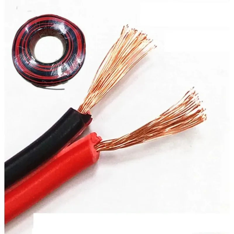سلك نحاسي أحمر وأسود 2X 0.75، كابل طاقة لشاشة LED، سلك متوازي للسماعات ...