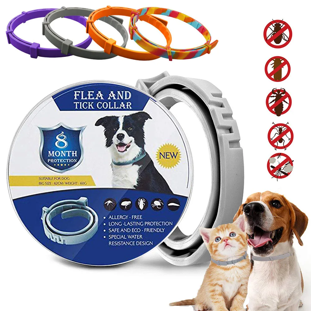 38/62CM Adjustable Dog Cat Collar Flea Tick Prevention Mosquitoes Repellent Rubber For Small Medium Dogs Pet Accessories |