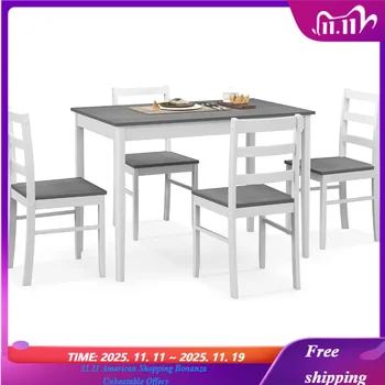 Breakfast Nook Dining Room Table Set for 4 with 4 Dining Chairs Kitchen Table 1