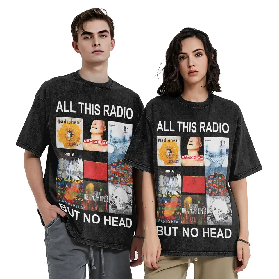 All This Radio But No Head Washed T Shirt Vintage Harajuku