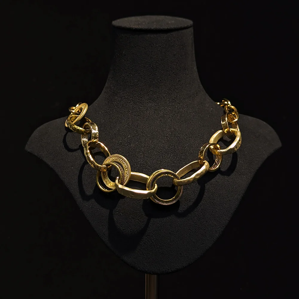 

Европейские и американские металлические цепи в винтажном ретро-стиле, Золотая индивидуальность и аура, винтажные круглые кольца