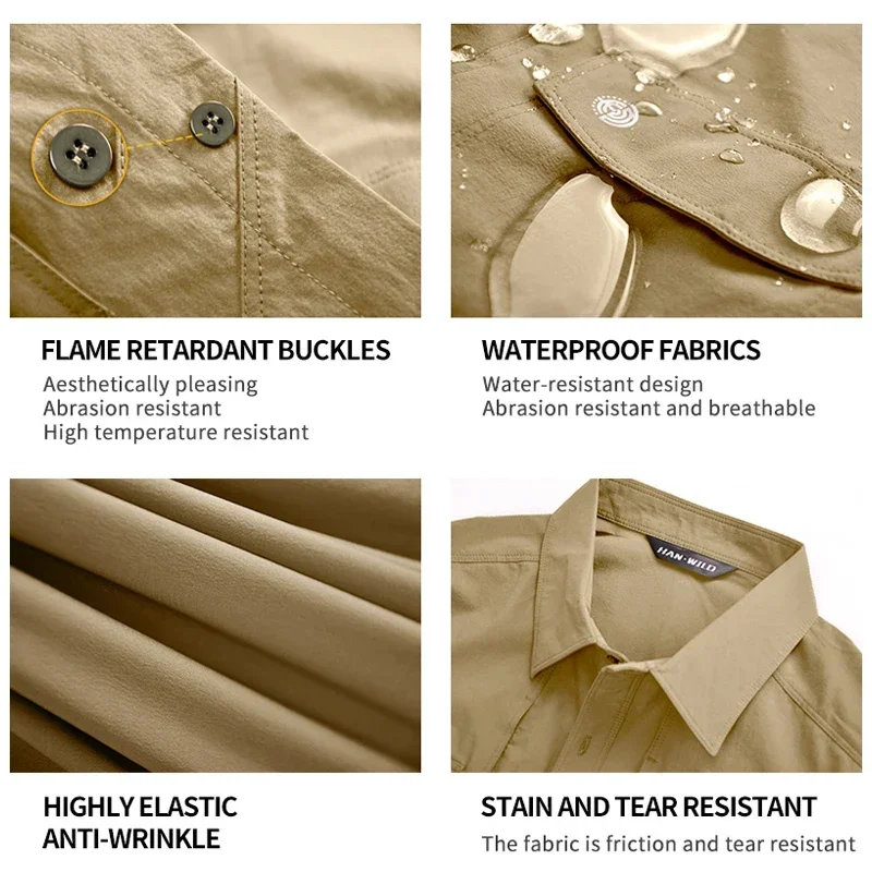 HAN WILD Men's Camping Clothing Lightweight Shirt Quick Dry Tactical Shirt Summer Long Sleeve Work Hunting Shirts Sport Clothes 6