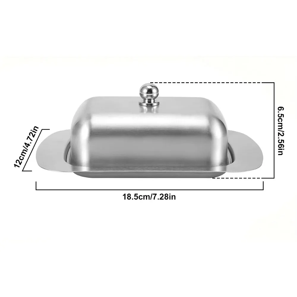 7 inch Butter Dish Solid Stainless Steel Butter Dish Cheese Container Cheese Storage Box Serving Tray Easy Grip Lid butter dish