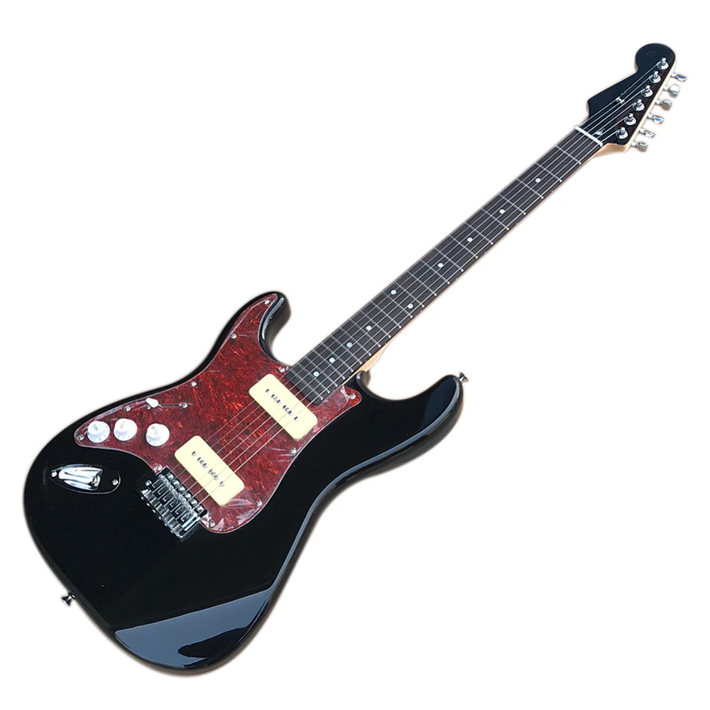 

Factory Outlet- 6 Strings Left Handed Black Electric Guitar with P90 Pickups,Rosewood Fingerboard