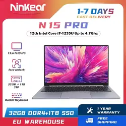 Ninkear N15 Pro Laptop Facial recognition 32GB DDR4+1TB SSD Intel Core i7-1255U 15.6