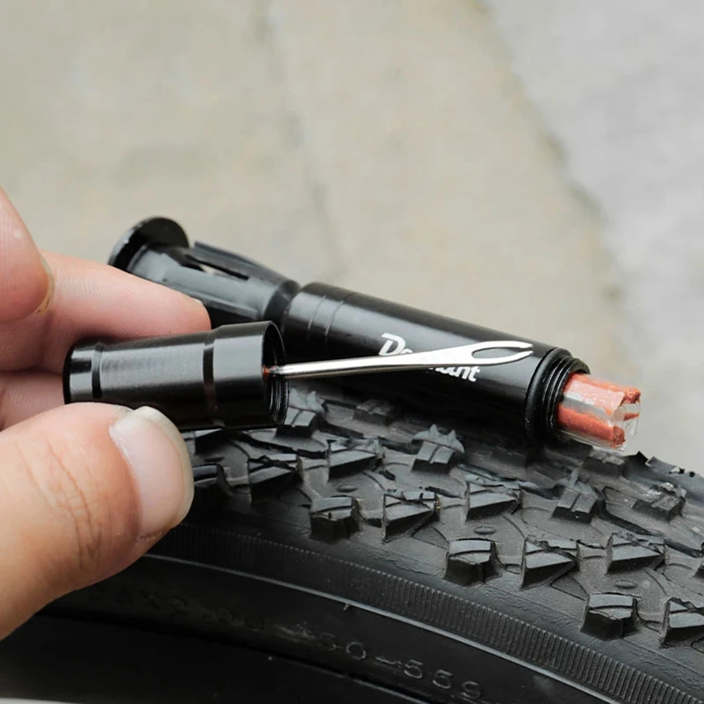 Vacuum Tire Repair Tool Bicycle Tubeless Tyre Repair Tool Set Bar End Hidden Glue Free Bike Tyre Drill Puncture Repair Tool